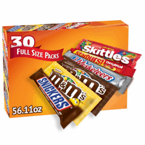 M&M'S, SNICKERS, 3 MUSKETEERS, SKITTLES & STARBURST Variety Pack Full Size Bulk Candy Assortment, 56.11 Oz, 30 Count