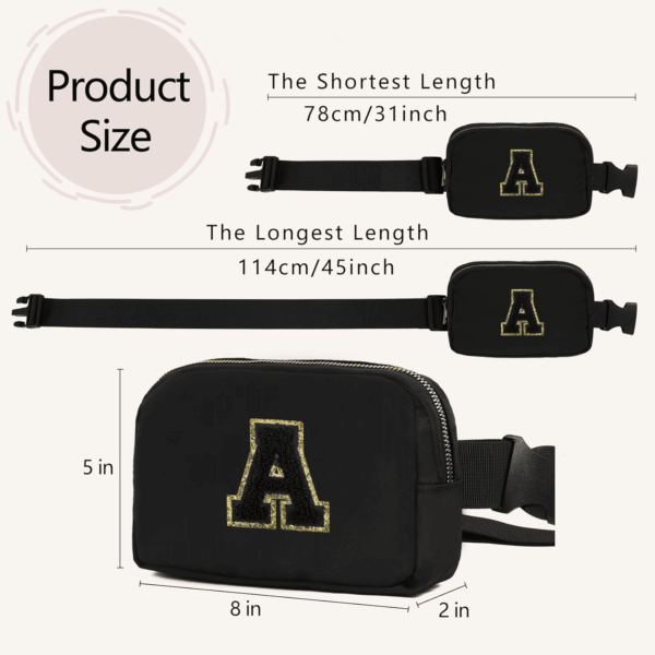 Birthday Gifts Christmas Personalized Gift for 4 5 6 7 8 9 10 11 12 13 14 Year Old Girls Teen Sister Kid Initial Letter Fanny Pack Trendy Stuff Crossbody Bag Black Letter A - Image 5