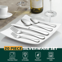 20 Piece Silverware Flatware Cutlery Set, Stainless Steel Utensils Service for 4, Include Knife Fork Spoon, Mirror Polished, Dishwasher Safe - Image 3