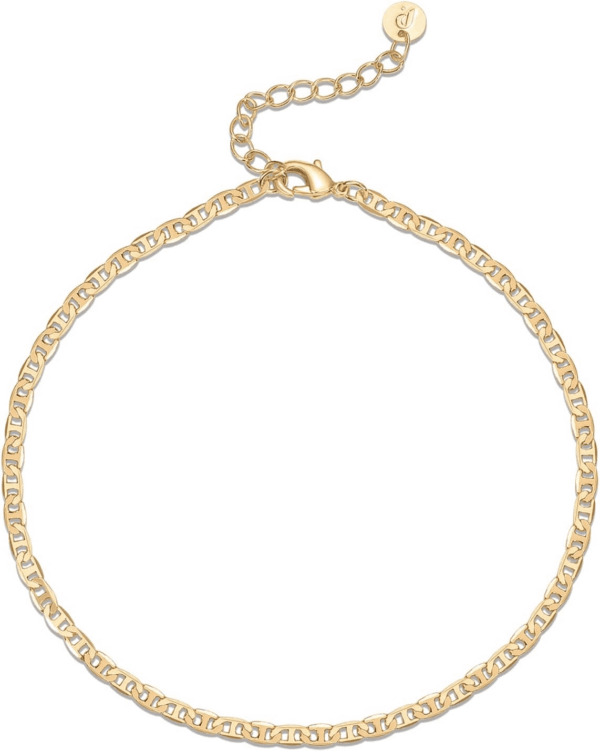 14K-18K Gold Plated Charm Link Flat Gold Anklets for Women | Beaded Marina Link Mariner Paperclip Snake Chain Jewelry Anklets