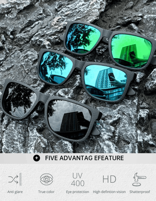 Sunglasses Men Polarized Sun Glasses for Mens Womens Classic Matte Black Frame UV Protection 3Pack - Image 2