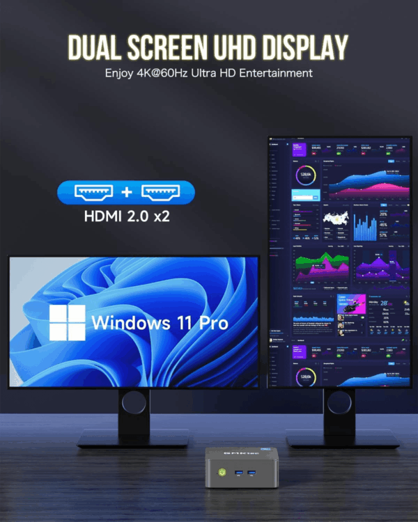 Mini PC Intel N150 (Turbo 3.6Ghz) 16GB DDR4 1TB Pcie M.2 Nvme SSD, Desktop Computer 4K Dual HDMI Display/4X Usb3.2/Wifi 6/BT5.2/RJ45 Ethernet Nucbox G3 Plus - Image 7