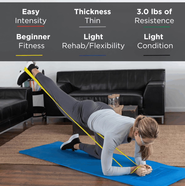 Resistance Bands Set, Professional Elastic Band for Upper & Lower Body Exercise, Strength Training without Weights, Physical Therapy, Pilates, Rehab, Yellow & Red & Green, Beginner - Image 3