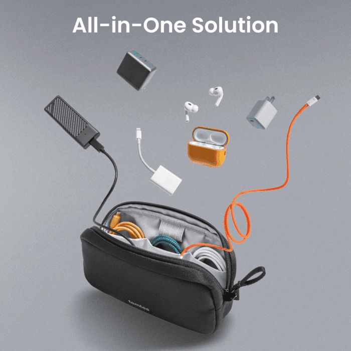 Electronics Organizer Travel Case, Water Resistant Travel Bag Cable Organizer for Essentials, Tech Pouch Accessories Carry Storage for Cord, Phone, Cables, Airpods, USB Flash Drive, Daily Items - Image 8