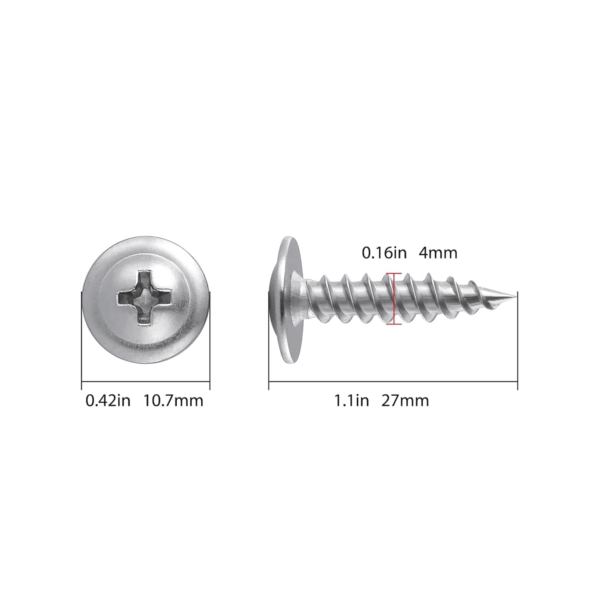 (250 Pcs)#8×1" Phillips Truss Head Wood Screws Stainless Steel 410 Quick Metal Self Tapping - Image 2