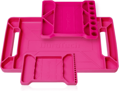 Flexible Tool Tray, Silicone Tool Holder for Mechanics Storage, Heat and Chemical Resistant Tool Organizer for Automotive, Industry and Household(3Pack Pink)