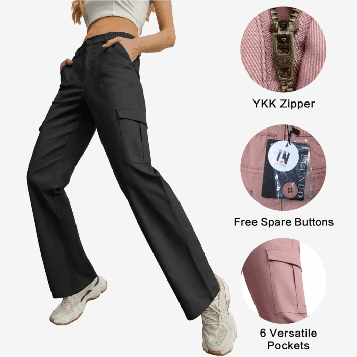 Cargo Pants for Women High Waisted Casual Pants Baggy Stretchy Wide Leg Y2K Streetwear with 6 Pockets - Image 4