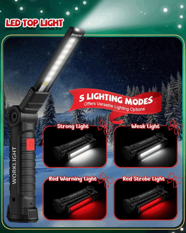 Tool Gifts for Men Him Dad, Rechargeable LED Work Light BBQ Grilling Accessories with Magnetic Base, 360° Rotate Mechanic Grill Light for Car Repair Camping Fathers Day Gifts (2 Pack Black) - Image 6