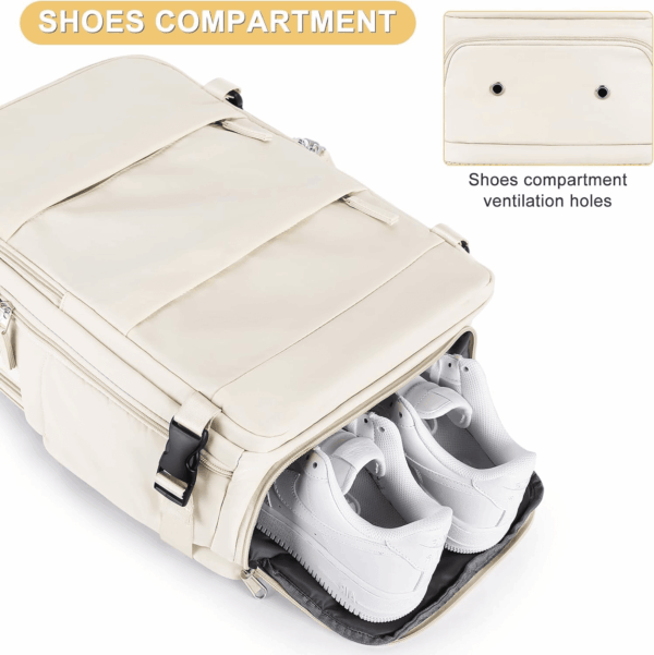 Beige Travel Backpack for Women Men Airline Approved Personal Item Carry on Flight Approved Waterproof Backpack for Traveling on Airplane Weekender Travel Bag - Image 5
