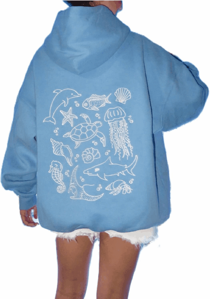 Preppy Embroidery Floral Hoodie for Teen Girl Women Oversized Hooded Sweatshirt Y2K Vintage Graphic Pullover Top
