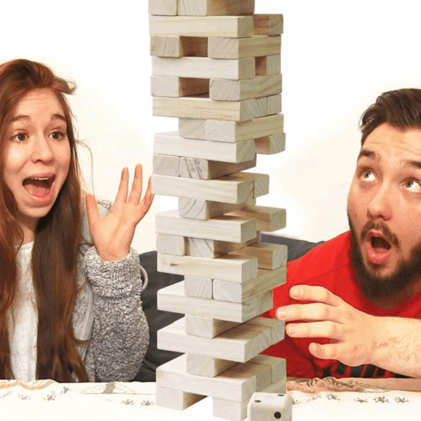 54 Pieces Giant Tumble Tower Blocks Game Giant Wood Stacking Game with 1 Dice Set Canvas Bag for Adult, Kids, Family - Image 8