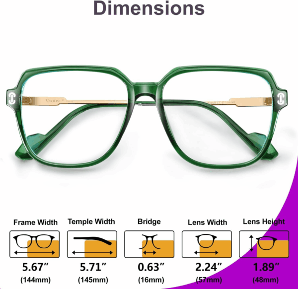 Oversized Blue Light Blocking Glasses with Chic Square TR90 Frame and Metal Temple for Women Men REMY - Image 8