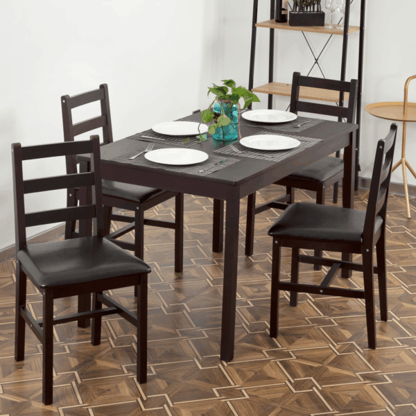 Kitchen Table and Chairs for 4 Dining Room Table Set,Wood Elegant Kitchen Sets for Small Space,Dark Brown - Image 8