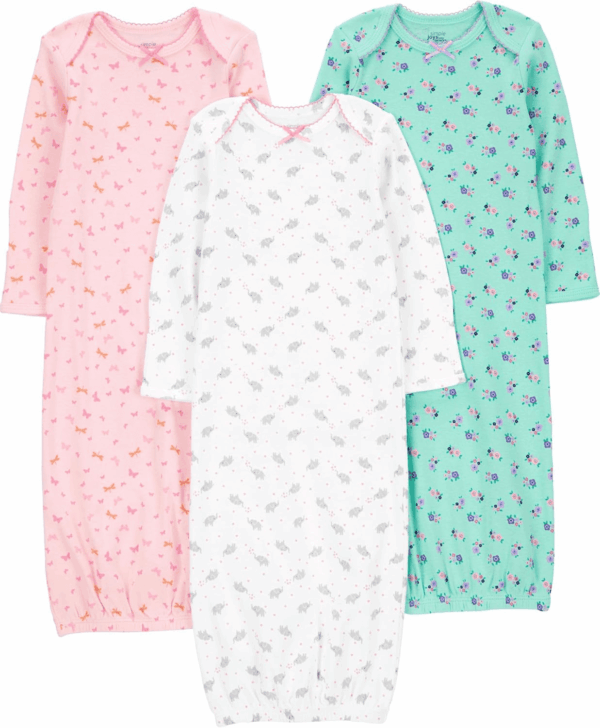 Baby Girls' 3-Pack Cotton Sleeper Gown - Image 2