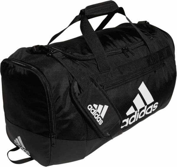 Unisex Defender 4.0 Gym Duffel Bag for Men and Women, Black/White, Medium (66L)