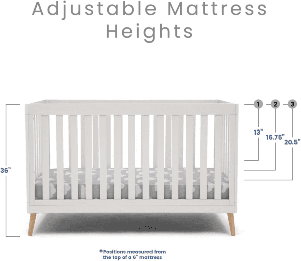 Essex 4-In-1 Convertible Baby Crib, Bianca White with Natural Legs - Image 10