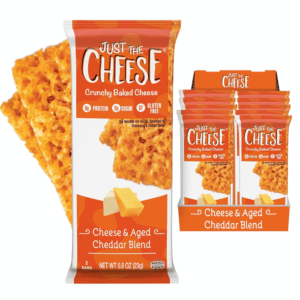 Cheese Crisps | High Protein Baked Keto Snack | Made with 100% Real Cheese | Gluten Free | Low Carb Lifestyle | CHEESE & AGED CHEDDAR BLEND, 0.8 Ounces (Pack of 10)