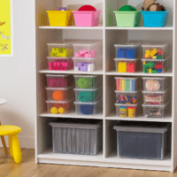 USA 6 Qt Clear Plastic Storage Bins with Lids, Bpa-Free Stackable Containers for Organizing Shoes, Closet Shelves, Classroom & Teacher Supplies, Game Storage, 20 Pack - Image 4