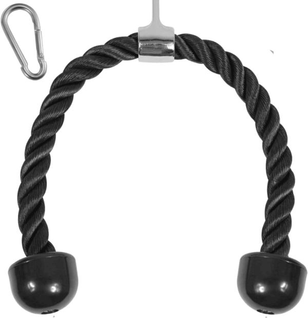 Deluxe Tricep Rope Cable Attachment, 27 & 36 Inch with 4 Colors, Exercise Machine Attachments Pulley System Gym Pull down Rope with Carabiner