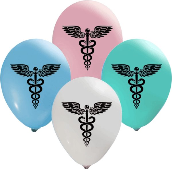 Caduceus, Medecine, Doctor Balloons - 12 Inch Latex - 2 Sided Print (16 Pieces) for Event Use - Fill with Air or Helium - Image 3