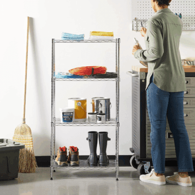 4-Shelf Adjustable, Storage Shelving Unit, (200 Pound Loading Capacity per Shelf), Steel Organizer Wire Rack, 13.4"D X 23.2"W X 48"H, Chrome - Image 10