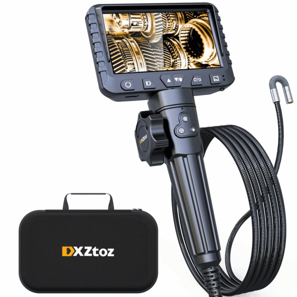 Two-Way Articulating Borescope,  Industrial Endoscope with 0.33In Articulated Snake Camera, Video Inspection Scope with Light for Automotive Aircraft Mechanics- 5.5FT