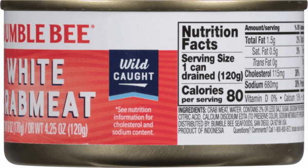 White Flake Crab Meat in Water, 6 Oz Can - 16G Protein & 1G Carb per Serving - Wild Caught, Flaky, Drain before Use, 6 Ounce (Pack of 1) - Image 4