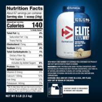 Elite 100% Whey Protein Powder, Vanilla, 25G of Protein, 67 Servings, 5.5G Bcaas, Less than 140 Cal., Gluten Free, 2G Carb, 2G Sugar, 3G Fat - Image 6