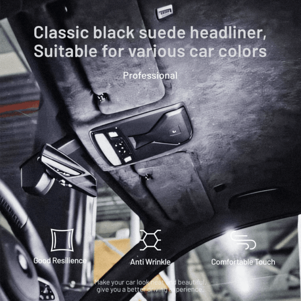 Suede Auto Headliner Fabric 120" L × 60" W with Foam Backing - Black Interior Replacement Material for Car/Truck/Suv/Rv Roof, Tube Packaging - Home Repair/Diy Headliner Material - Image 5