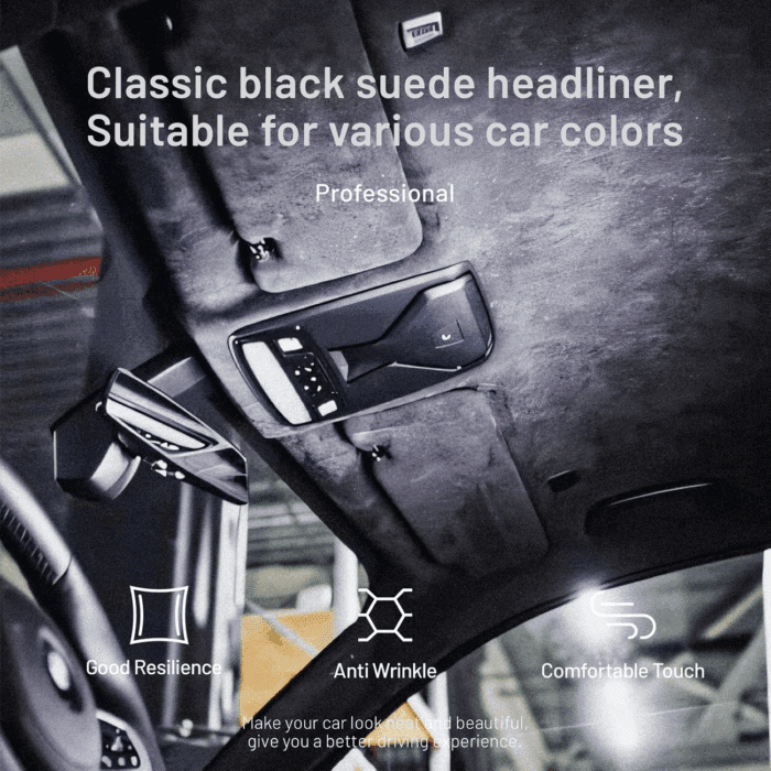 Suede Auto Headliner Fabric 120" L × 60" W with Foam Backing - Black Interior Replacement Material for Car/Truck/Suv/Rv Roof, Tube Packaging - Home Repair/Diy Headliner Material - Image 5