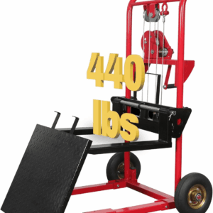 Material Lift Winch Stacker, Manual Pallet Truck Dolly 440 Lbs Capacity, 35.4" Max Lift Swivel Casters Lift Table, Fork Lift with Steel Platform
