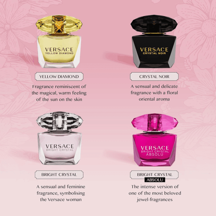 Perfume for Women Set of 4 Mini, Bright Crystal, Yellow Diamond, Crystal Noir, Bright Crystal Absolu, Perfume for Women Fragrance Sampler Set Designer Womens Samples (4 Count, 0.17 Oz) - Image 3