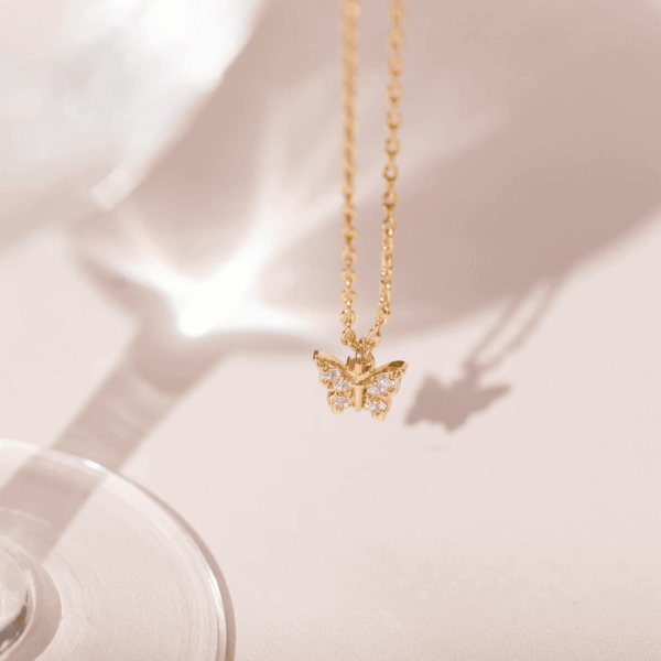 14K Gold Plated Dainty Cubic Zirconia Pendant Necklace for Women | Dot, Elephant, Butterfly, Pineapple, Lock, Knot, Palm Tree, Bow, Smiley Pendant | Layering Chain Necklaces - Image 3