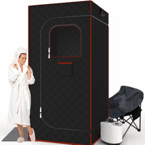 Portable Sauna for Home, Sauna Box Sauna Tent with 3L Steamer, Remote Control, Folding Chair and Foot Pad, Full Size Personal Steam Sauna for Home Spa, 15 Levels, Orange
