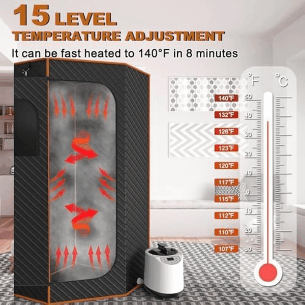 Portable Sauna for Home, Sauna Box with 3L Steamer, Remote Control, Folding Chair and Mat, Full Size Personal Steam Sauna Tent for Home Spa Relaxation, 15 Levels - Image 2