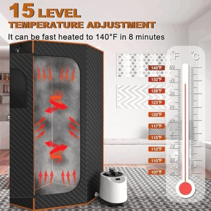 Portable Sauna for Home, Sauna Box with 3L Steamer, Remote Control, Folding Chair and Mat, Full Size Personal Steam Sauna Tent for Home Spa Relaxation, 15 Levels - Image 2
