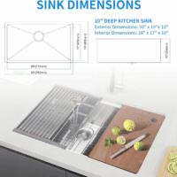 30 Inch Undermount Kitchen Sink Superior Drain Kitchen Sinks 11 Gauge (3Mm) Stainless Steel, Single Bowl Integrated Ledge Multifunctional Workstation Set - - Image 7