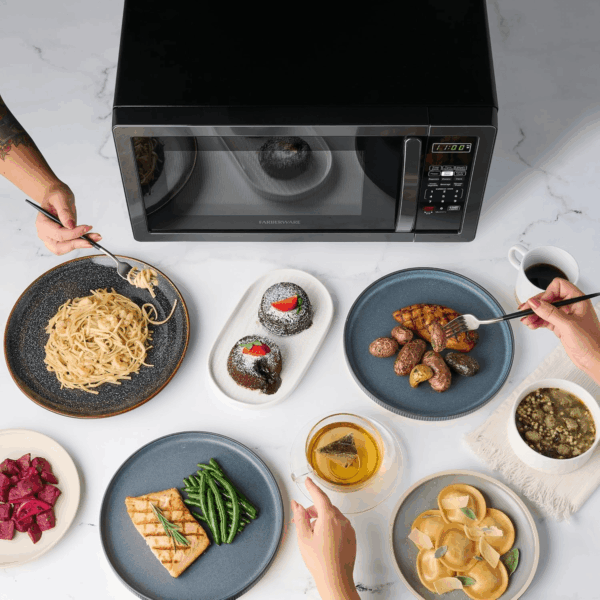 Countertop Microwave 1000 Watts, 1.1 Cu Ft - Microwave Oven with LED Lighting and Child Lock - Perfect for Apartments and Dorms - Easy Clean Black Stainless Steel - Image 6