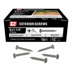 PTN114S1 PG10 Polymer Coated #6 X 1-1/4" Coarse Thread Deck Screw, Gray, 1Lb Box