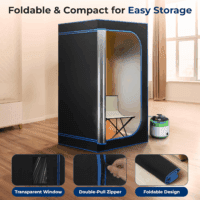 Portable Sauna Box for Home, Steam Sauna Tent with Extra Large 4L Steamer - Includes Folding Sauna Chair, Remote Control W/ 9 Heat Levels for In-Home Spa - 2.95' X 2.95' X 5.9' - Image 4