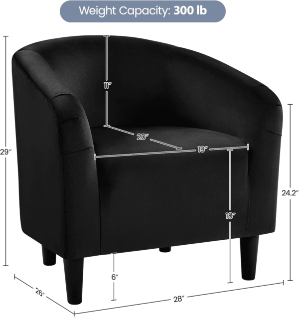 Black Accent Chairs Set of 2, Cozy Velvet Barrel Chair, Modern Club Chair with Soft Padde, Vanity Chair for Living Room/Bedroom/Waiting Room Reception Room, Matte Black - Image 3