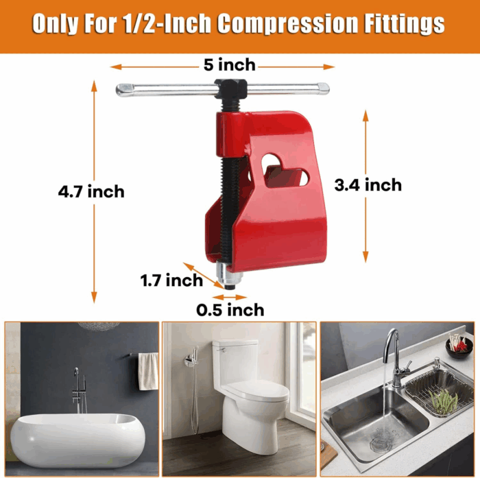 Compression Sleeve Puller Tool Remove Ferrule & Nut of Pipe, Ferrule Puller for 1/2” Copper Water Compression Sleeve & 1/2-Inch Copper Tubing, Plumbing Tools Compression Ring Removal Tool - Image 5