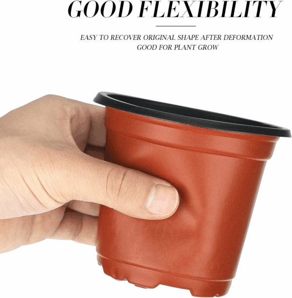 100 Pcs 4" Plastic Plants Nursery Pot/Pots Seedlings Flower Plant Container Seed Starting Pots,4 Inch,Red - Image 3