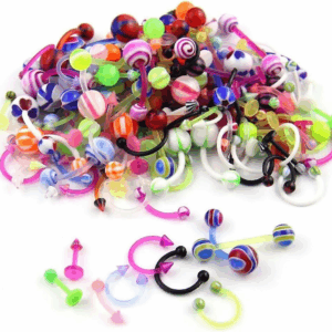 Wholesale 80 Flexible Lip Tongue Eyebrow Bar Rings Barbell Piercing Body Jewelry Multicolor