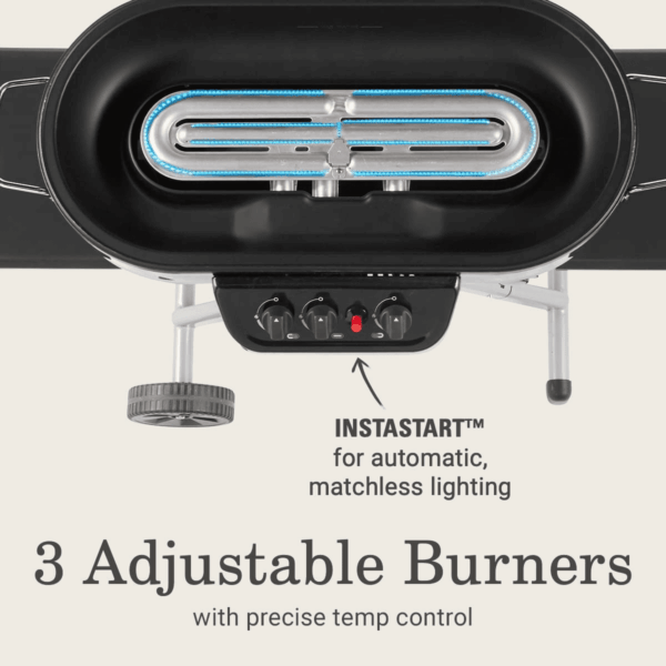 Roadtrip 285 Portable Stand-Up Propane Grill with 3 Adjustable Burners & Instastart Ignition, 20,000 Btus of Power for Outdoor Cooking - Image 3