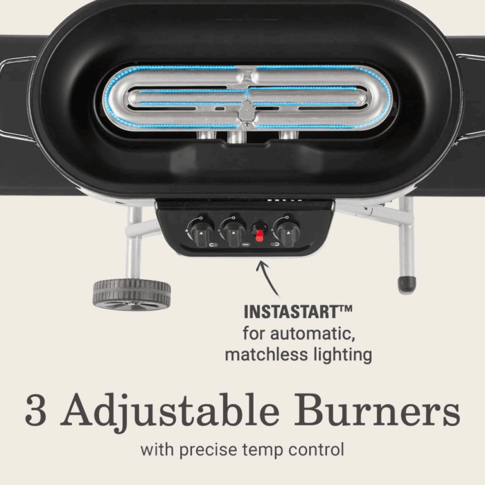 Roadtrip 285 Portable Stand-Up Propane Grill with 3 Adjustable Burners & Instastart Ignition, 20,000 Btus of Power for Outdoor Cooking - Image 3