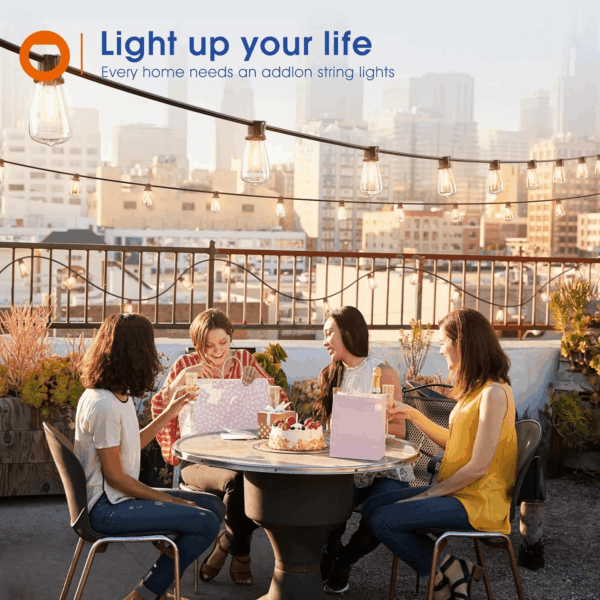 100FT(50FT*2) LED Outdoor String Lights Waterproof Patio Lights with Shatterproof ST38 Replaceable Bulbs, Dimmable outside Hanging Light Connectable for Porch, Backyard, 2200K - Image 8