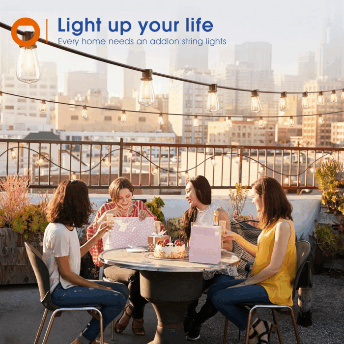 100FT(50FT*2) LED Outdoor String Lights Waterproof Patio Lights with Shatterproof ST38 Replaceable Bulbs, Dimmable outside Hanging Light Connectable for Porch, Backyard, 2200K - Image 8
