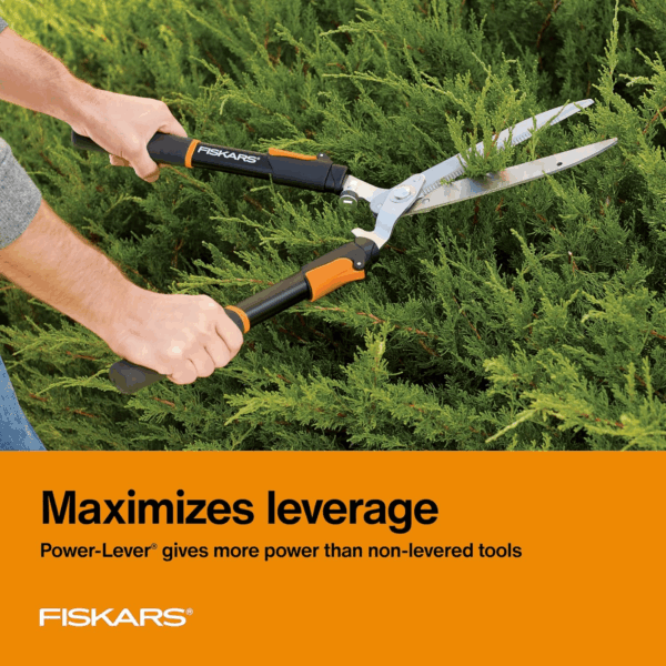 Power-Lever Hedge Shears - 25"-33" Extendable Handle - Plant Cutting Scissors - Yard and Garden Tools - Orange/Black - Image 2