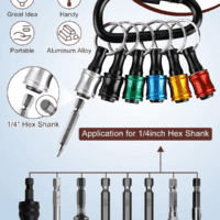12Pc Portable Bit Holder Key Chain, 1/4 Inch Hex Shank Screwdriver Bit Clip for Impact Driver Drill Bit Extension Nut Driver W/Black Carabiner, Quick Release Lightweight Drill Screw Adapter - Image 2